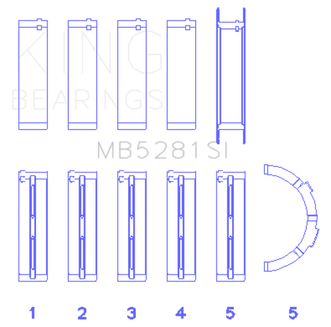 King Ford 281CI 4.6L V8 (Size STD) Main Bearing Set