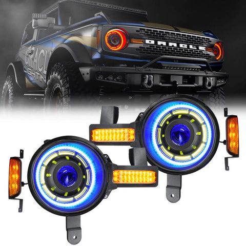 Oracle 2021+ Ford Bronco Oculus Bi-LED Projector Headlights - ColorSHIFT LED SEE WARRANTY