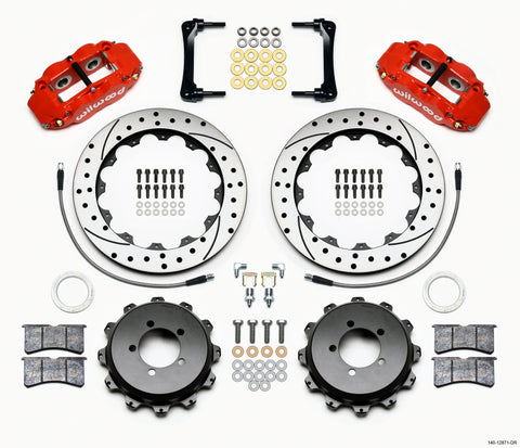 Wilwood Narrow Superlite 4R Rear Kit 12.88in Drilled Red 2012-Up Toyota / Scion FRS w/Lines