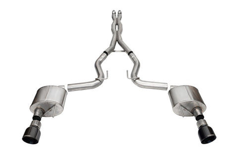 Corsa 24+ Ford Mustang GT Xtreme Cat-Back Ex. Sys. 3.0in Dual Rear Exit w/4.5in Black PVD Pro Tips