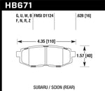 Hawk 13-16 Scion FR-S 2.0L Base OE Incl.Clips Shims Rear ER-1 Brake Pads