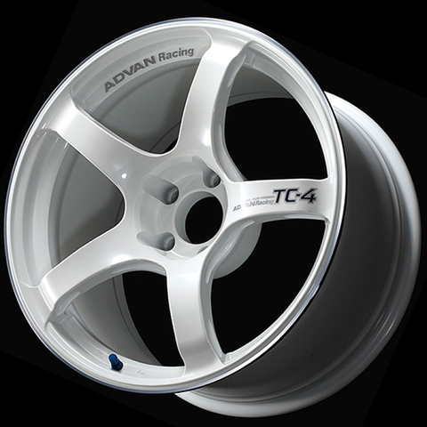 Advan TC4 18x9 +35 5x114.3 Racing White Metallic and Ring Wheel