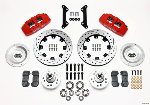 Wilwood Dynapro 6 Front Hub Kit 12.19in Drilled Red 70-78 Camaro