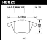 Hawk 2001-2010 Audi S3 European HPS 5.0 Front Brake Pads