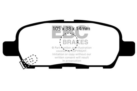 EBC 08-13 Infiniti EX35 3.5 Redstuff Rear Brake Pads