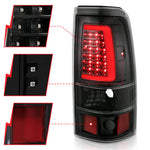 ANZO 1999-2002 Chevy Silverado 1500 LED Taillights Plank Style Black w/Clear Lens