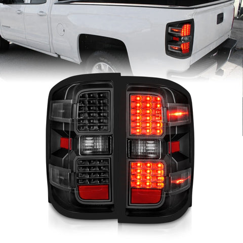 ANZO 15-19 Chevy Silverado 2500HD/3500HD (Factory Halogen Only) LED Tail Lights Black w/Clear Lens