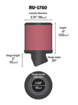 K&N Filter Universal Rubber Round Straight Filter 20 Deg Angled 2-7/16in Flange 3-3/4in OD 4in H