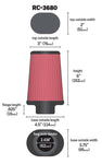 K&N Universal Clamp-On Air Filter 2-7/16in Flange 4-1/2x3-3/4in Base 3x2in Top 6in Height