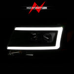 ANZO 2004-2008 Ford  F-150 Projector Headlights w/ Light Bar Black Housing