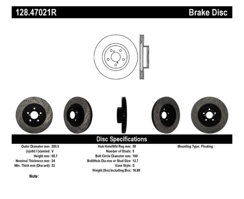 StopTech Drilled Sport Brake Rotor