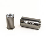 DeatschWerks Stainless Steel 8AN 100 Micron Universal Inline Fuel Filter Housing Kit (110mm)