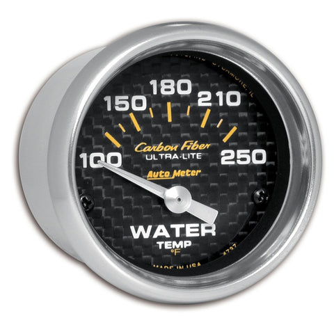 Autometer Carbon Fiber 52mm 100-250 Deg F Electronic Water Temp Gauge