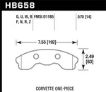 Hawk 10-11 Chevy Corvette Grand Sport / 06-08 Corvette Z06 (1 piece) Front DTC-70 Race Brake Pads