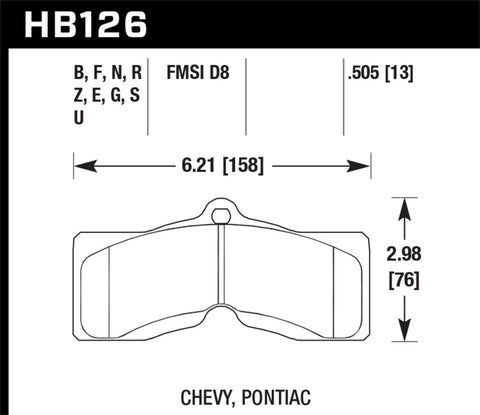 Hawk 1967-1968 Chevy Camaro Z28 (w/4w Disc Brakes) HPS 5.0 Front Brake Pads