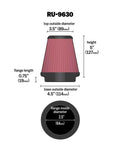 K&N Universal Tapered Filter 2.5in Flange ID x 4.5in Base OD x 3.5in Top OD x 5in Height