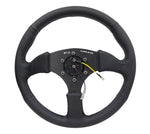 NRG Reinforced Steering Wheel (350mm / 2.5in. Deep) Blk Leather Comfort Grip w/5mm Matte Blk Spokes