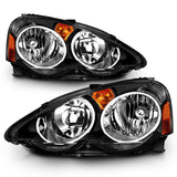 ANZO 2002-2004 Acura Rsx Crystal Headlights Black