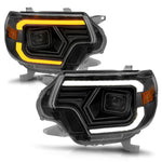 ANZO 12-15 Toyota Tacoma Projector Headlights - w/ Light Bar Switchback Black Housing