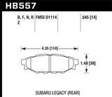 Hawk 08 WRX Rear HPS Street Brake Pads