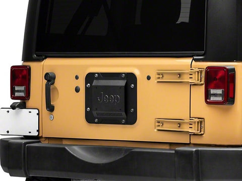 Officially Licensed Jeep 07-18 Wrangler JK Spare Tire Delete w/ License Plate Mount and Jeep Logo