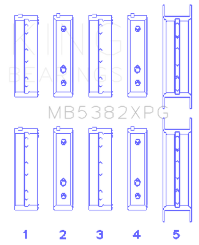 King Subaru EJ20/EJ22/EJ25 (For Thrust in #5 Position) 0.25 Oversized Tri-Metal Perf Main Bearing Se