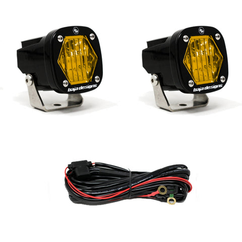 Baja Designs S1 Amber Wide Cornering LED Light w/ Mounting Bracket Pair