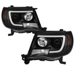 Spyder Toyota Tacoma 05-11 Projector Headlights - Light Bar DRL - Black PRO-YD-TT05V2-LB-BK