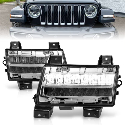 ANZO 2018-2021 Jeep Wrangler LED Side Markers Chrome Housing Clear Lens w/ Sequential Signal