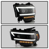 Spyder 19-22 Dodge Ram 2500 (Halogen Only) Projector Headlights - Black PRO-YD-DR19HDHALSI-SEQ-BK