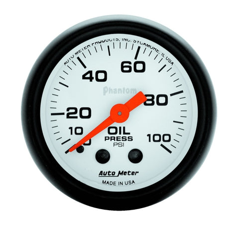 Autometer Phantom 52mm 0-100 PSI Mechanical Oil Pressure Gauge