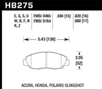 Hawk 98-00 Civic Coupe Si/01-06 Civic DX/EX/GX/HX/LX (Non Hatchback) HPS Street Front Brake Pads