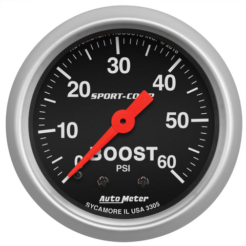 AutoMeter 2-1/16in 0-60 PSI Mechanical Sport-Comp Boost Pressure Gauge