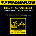 MagnaFlow Conv Univ 2in Inlet/Outlet Ctr/Ctr Round 9in Body L x 5.125in W x 13in Overall L 49 State