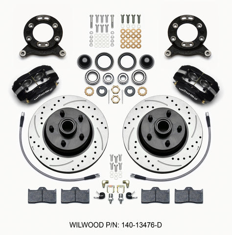 Wilwood Forged Dynalite-M Front Kit 11.30in 1 PC Rotor&Hub-Drill 65-69 Mustang Disc & Drum Spindle