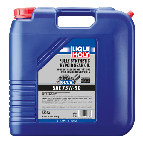 LIQUI MOLY 20L Fully Synthetic Hypoid Gear Oil (GL4/5) 75W90