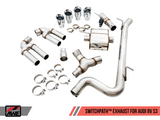 AWE Tuning Audi 8V S3 SwitchPath Exhaust w/Chrome Silver Tips 102mm