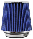 K&N Universal Air Filter Chrome Round Tapered Blue - 4in Flange ID x 1.125in Flange Length x 5.5in H