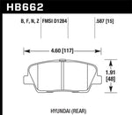 Hawk 10 Hyundai Genesis Coupe (w/o Brembo Breaks) HPS Street 15mm Rear Brake Pads