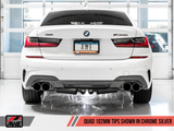 AWE Tuning 2019+ BMW M340i (G20) Non-Resonated Touring Edition Exhaust - Quad Chrome Silver Tips