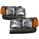 xTune GMC Sierra 99-06 /Yukon 00-06 Headlights & LED Bumper Lights - Black HD-JH-GS99-LED-SET-BK