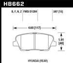 Hawk 10 Hyundai Genesis Coupe (w/o Brembo Breaks) HPS Street 15mm Rear Brake Pads