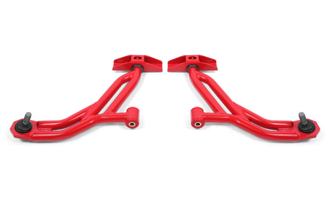 BMR 10-14 Ford Mustang / Shelby GT500 Non-Adj. Lower A-Arms (Poly/Delrin) - Red